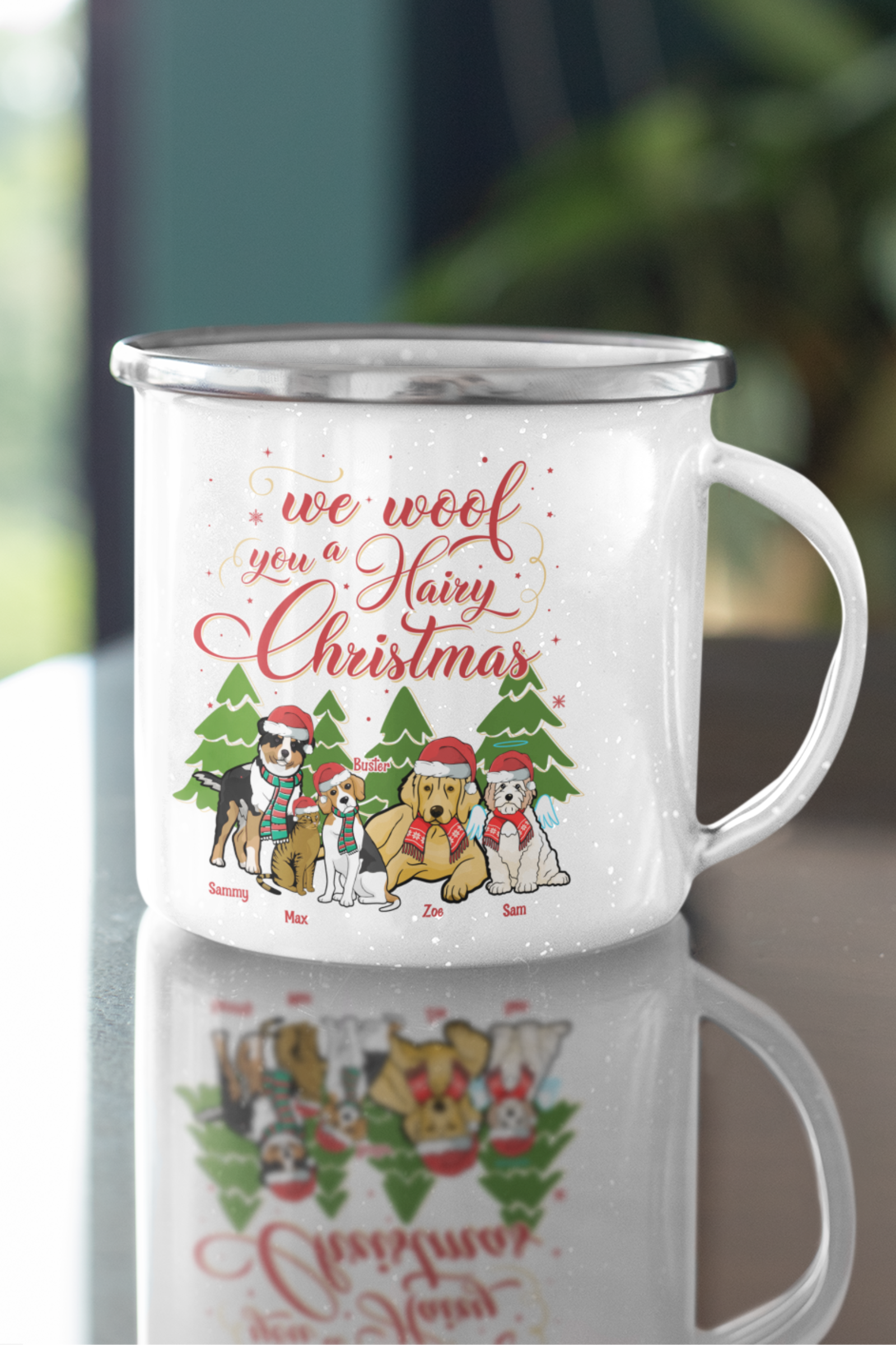 Christmas Themed Customized Enamel Mug for Pets Lover