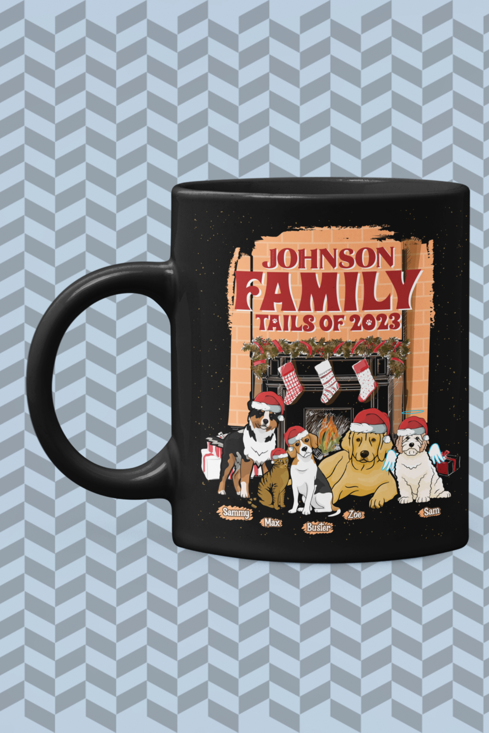 Family Tails, Christmas Themed Coffee Mug for Dog Lovers