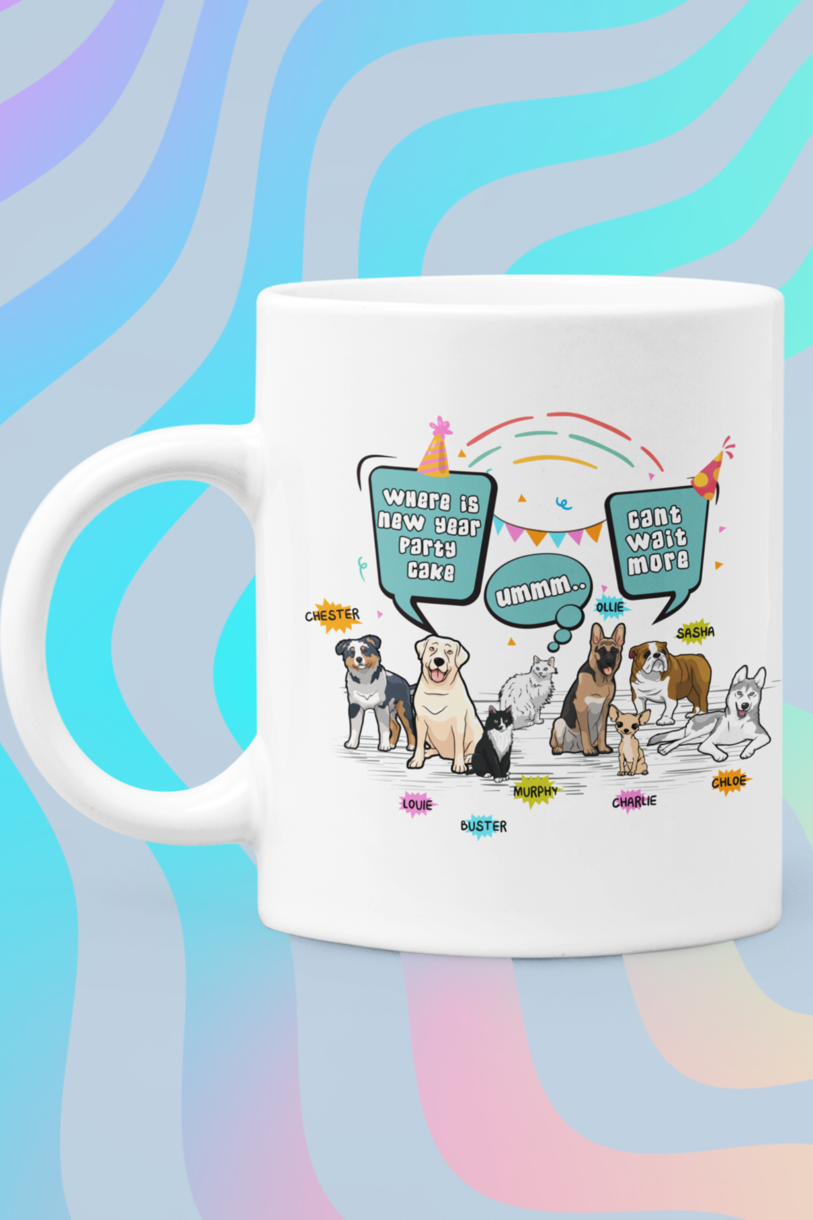 New Year Party Themed  Coffee Mug for Pet Lovers
