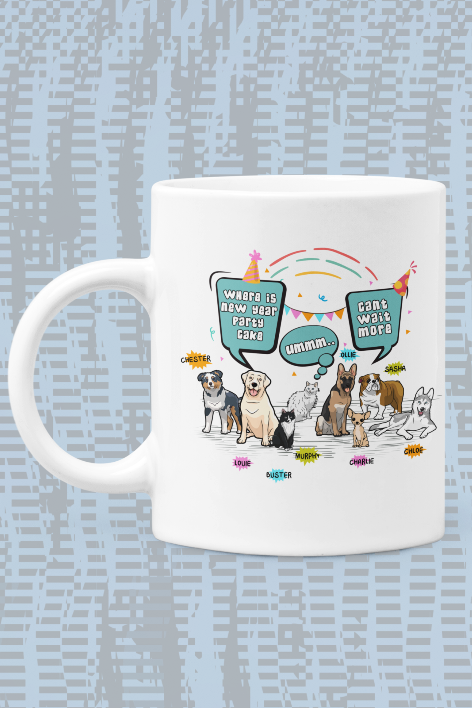 New Year Party Themed  Coffee Mug for Pet Lovers