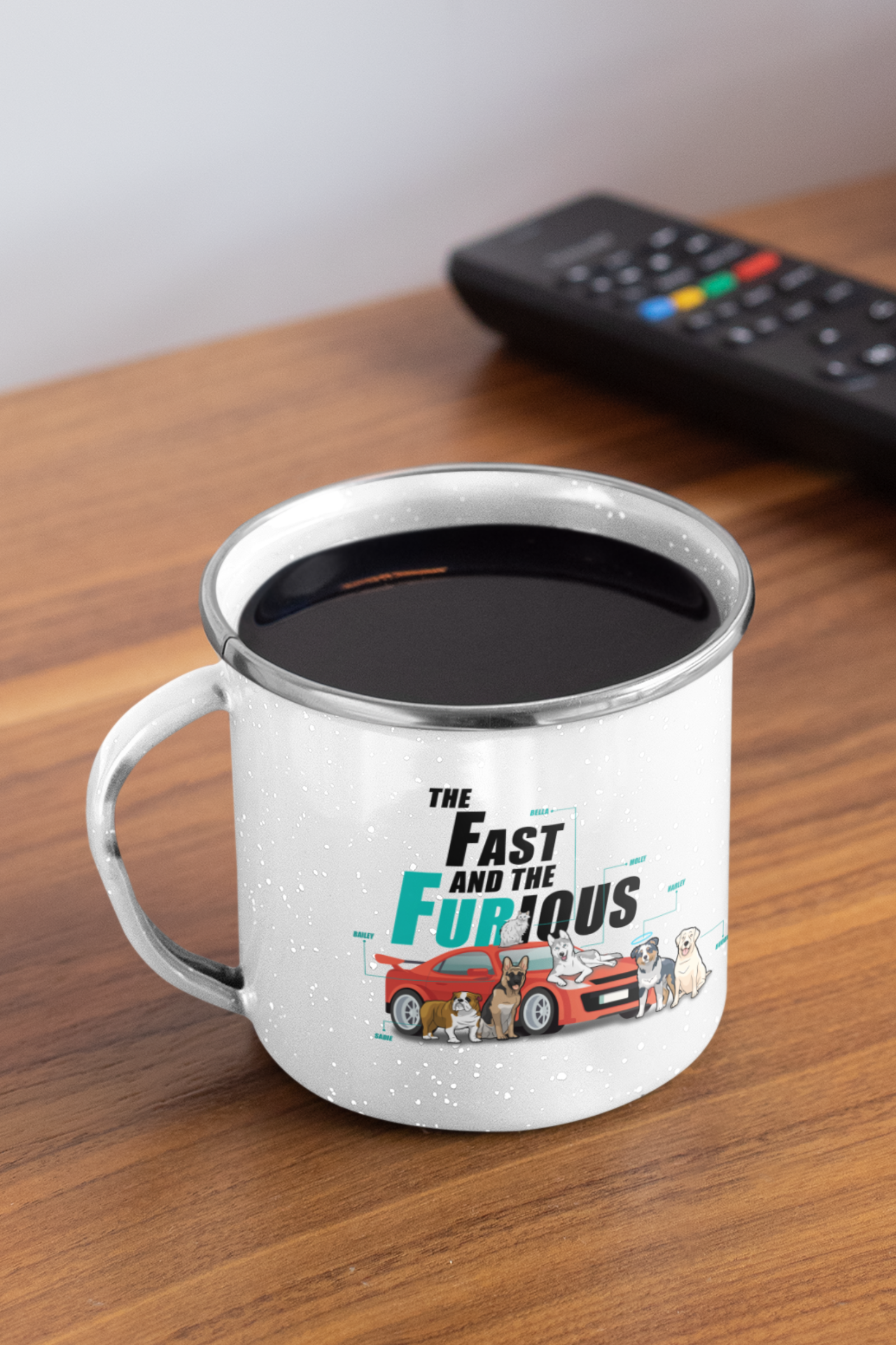 Fast & Furious Themed Enamel Mug for Dog Parents