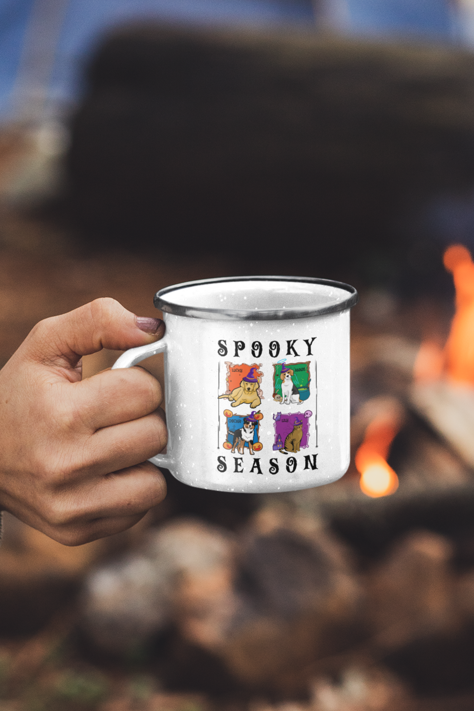 Spooky Season Themed Enamel Mug for Dog Parents