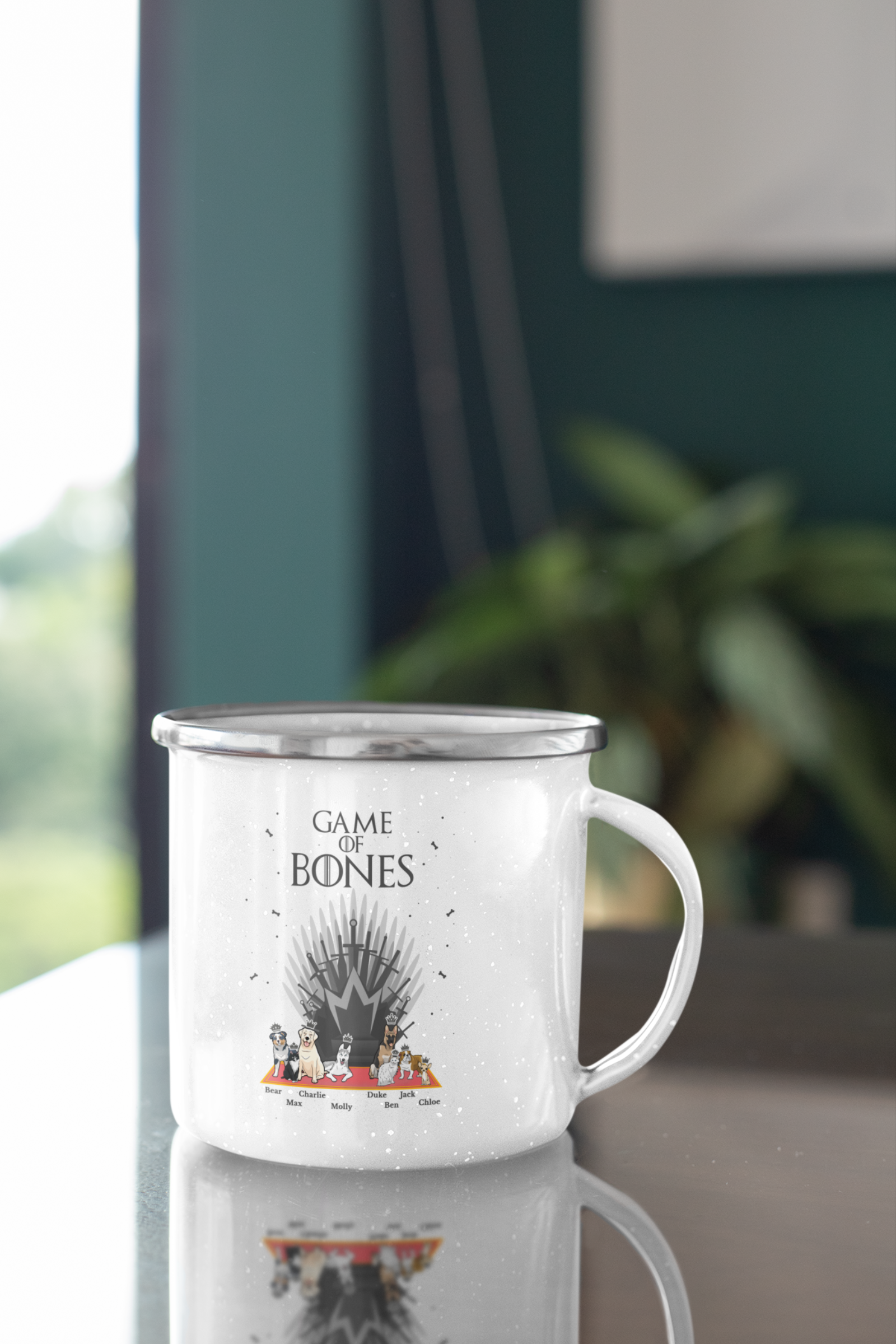 Game Of Bones Themed Enamel Mug for Dog Parents