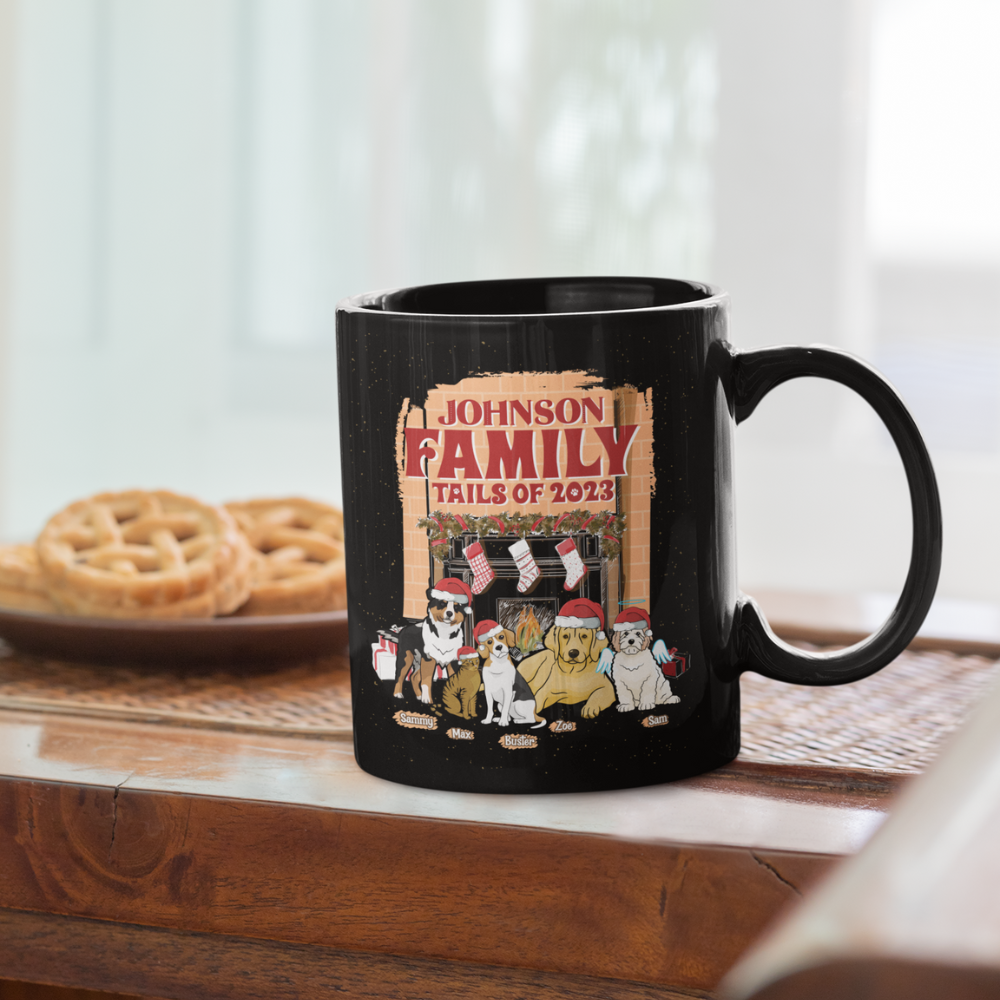 Family Tails, Christmas Themed Coffee Mug for Dog Lovers
