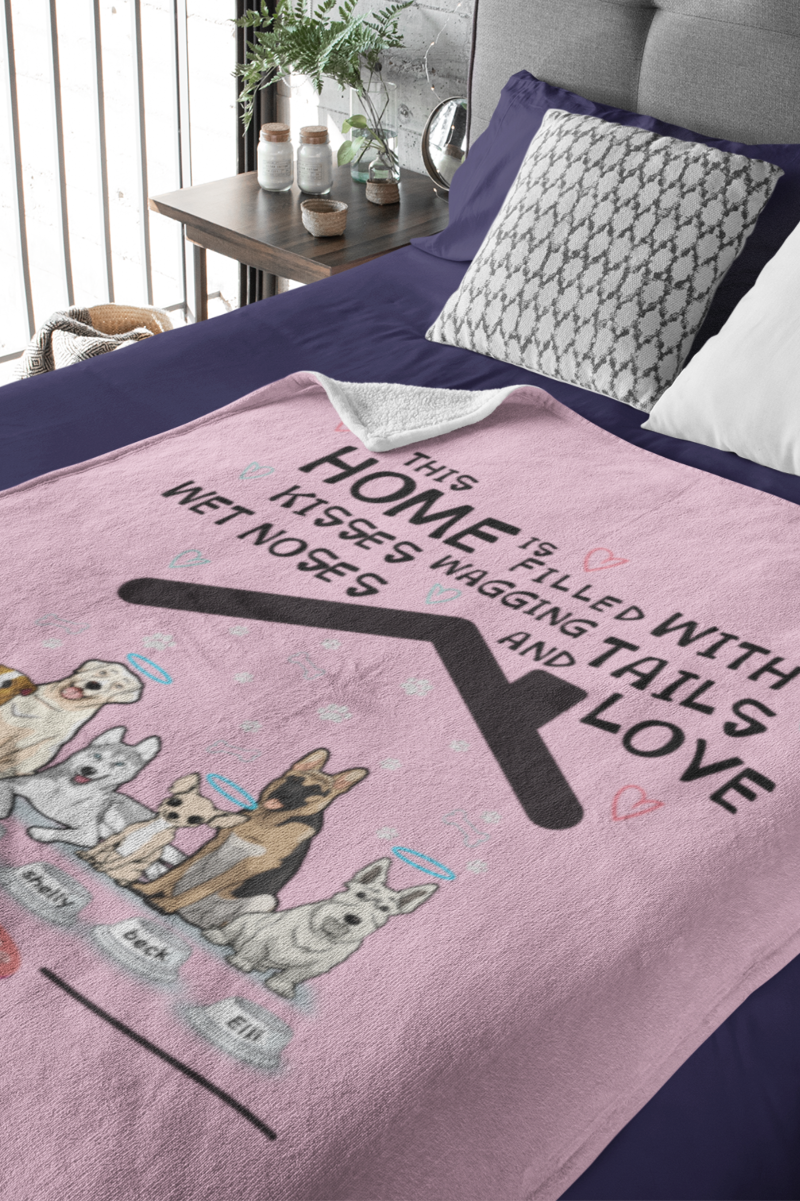 This Home Is Filled With Kisses..... Personalized Blanket for Pet Lovers