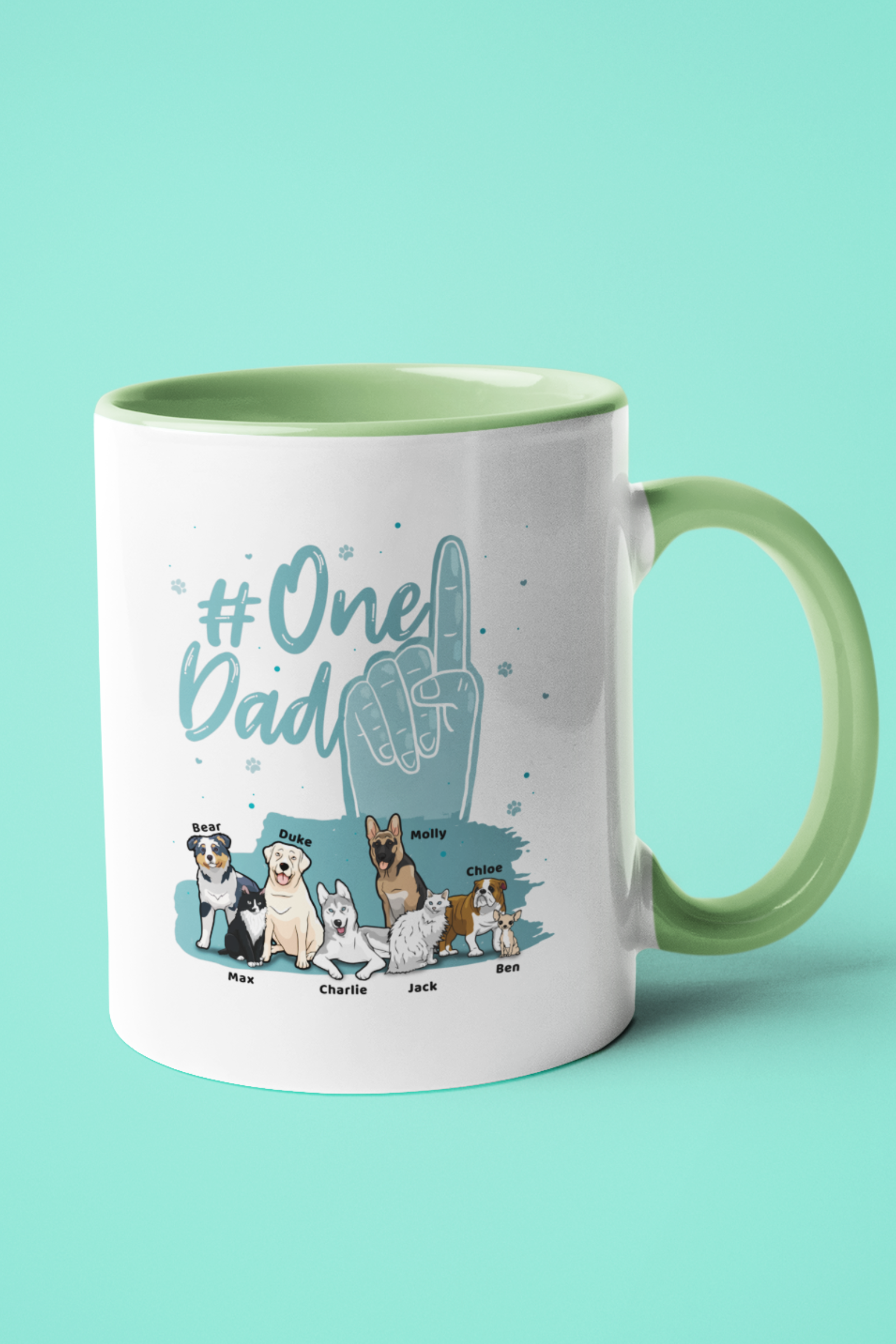One Dad Themed Color Accent Mug for Dog Parents