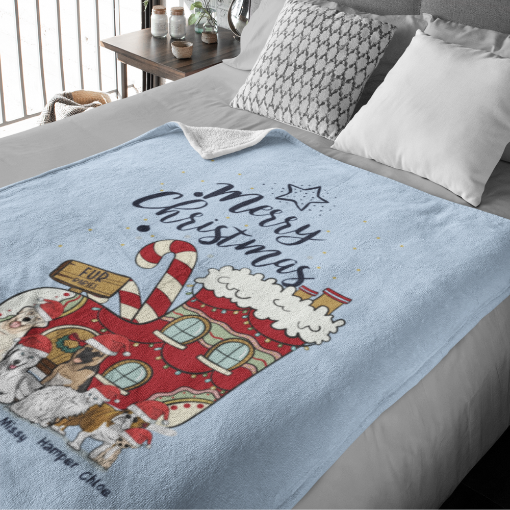 Merry Christmas Themed Personalized Blanket for Pet Lovers