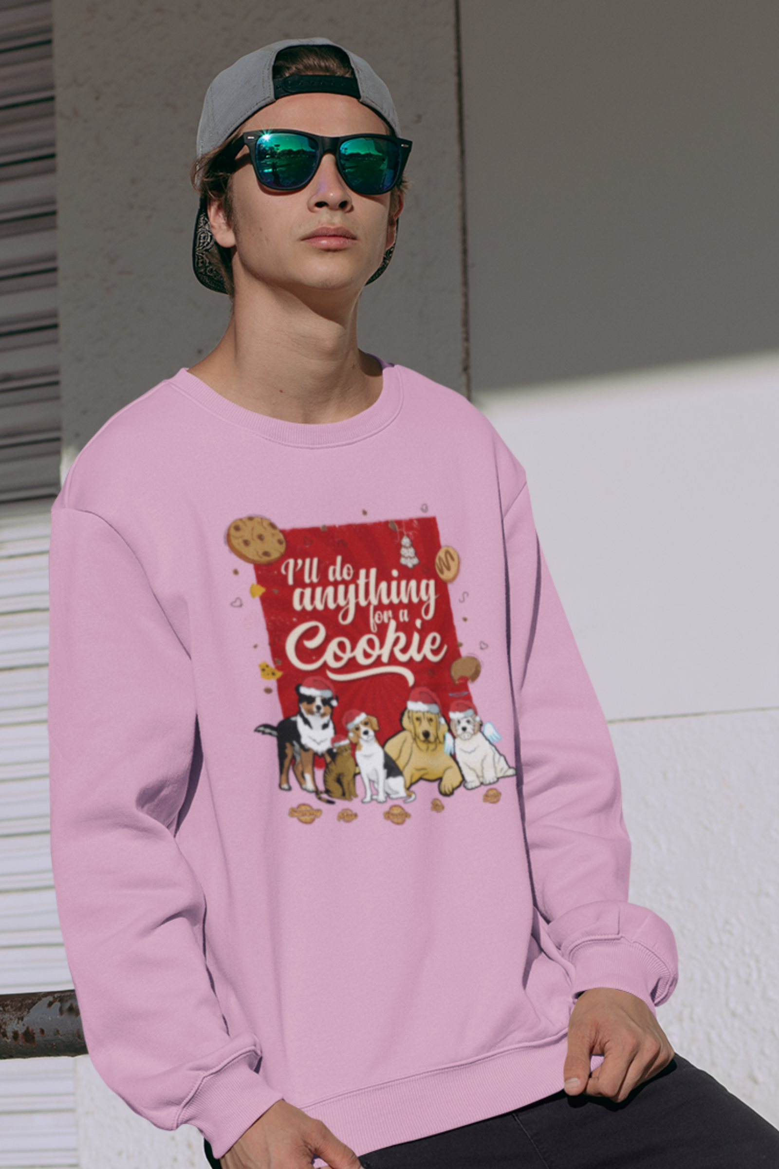 I"ll Will Do Anything For A Cookie, Christmas Themed Customized Sweatshirt For Pet Lovers