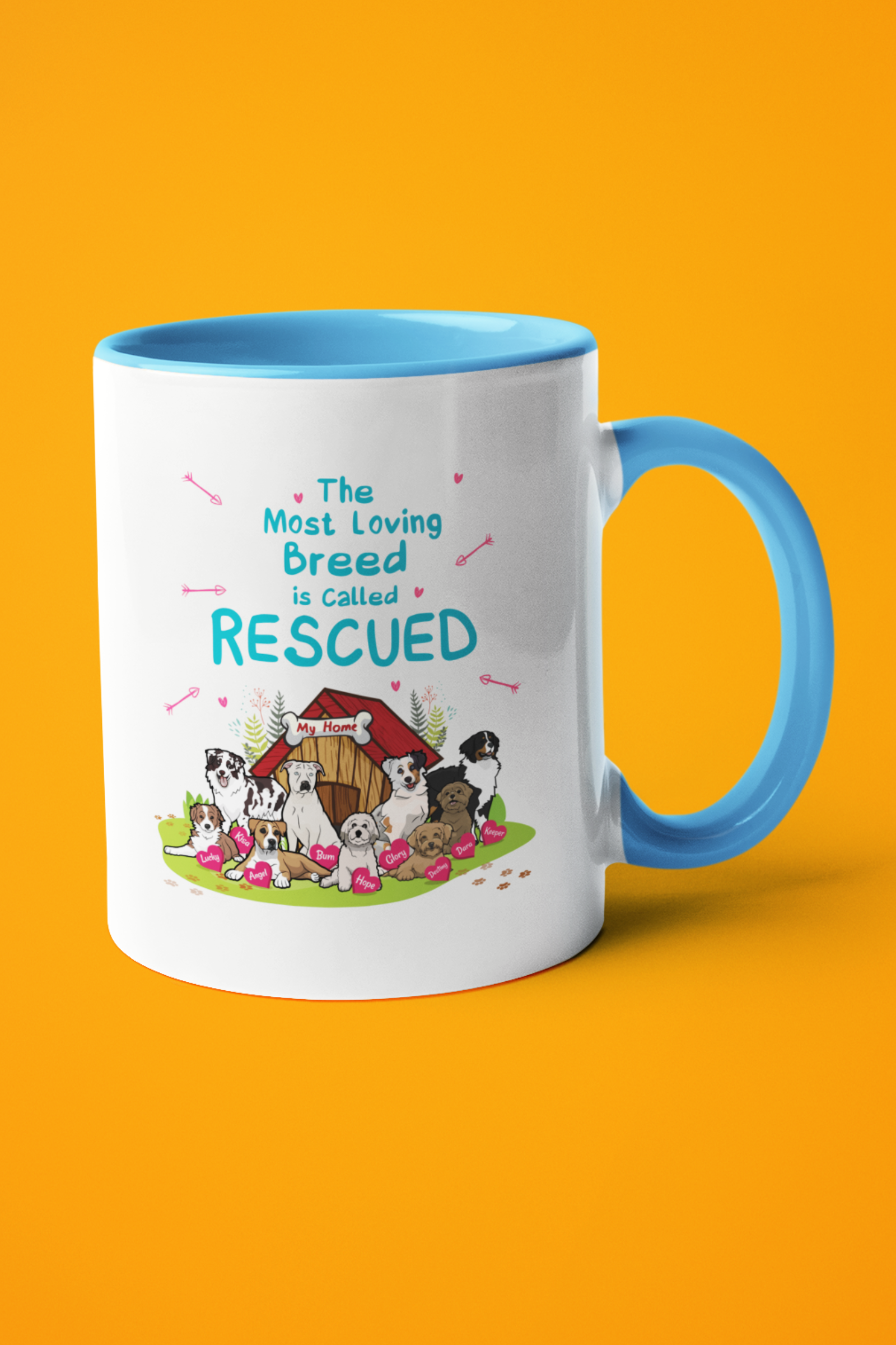 "The Most Loving Breed Is Called Rescued"...Color Accent Mug for Pet Lovers