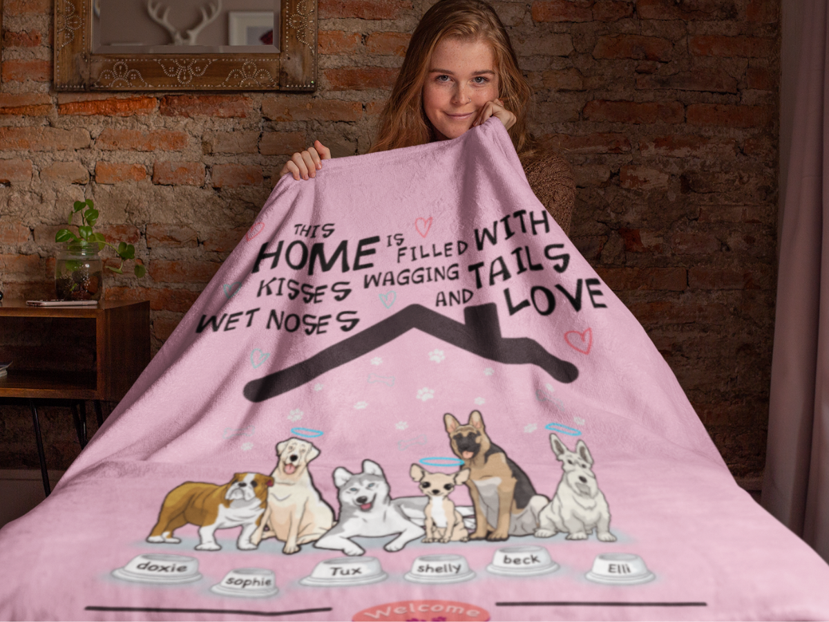 This Home Is Filled With Kisses..... Personalized Blanket for Pet Lovers