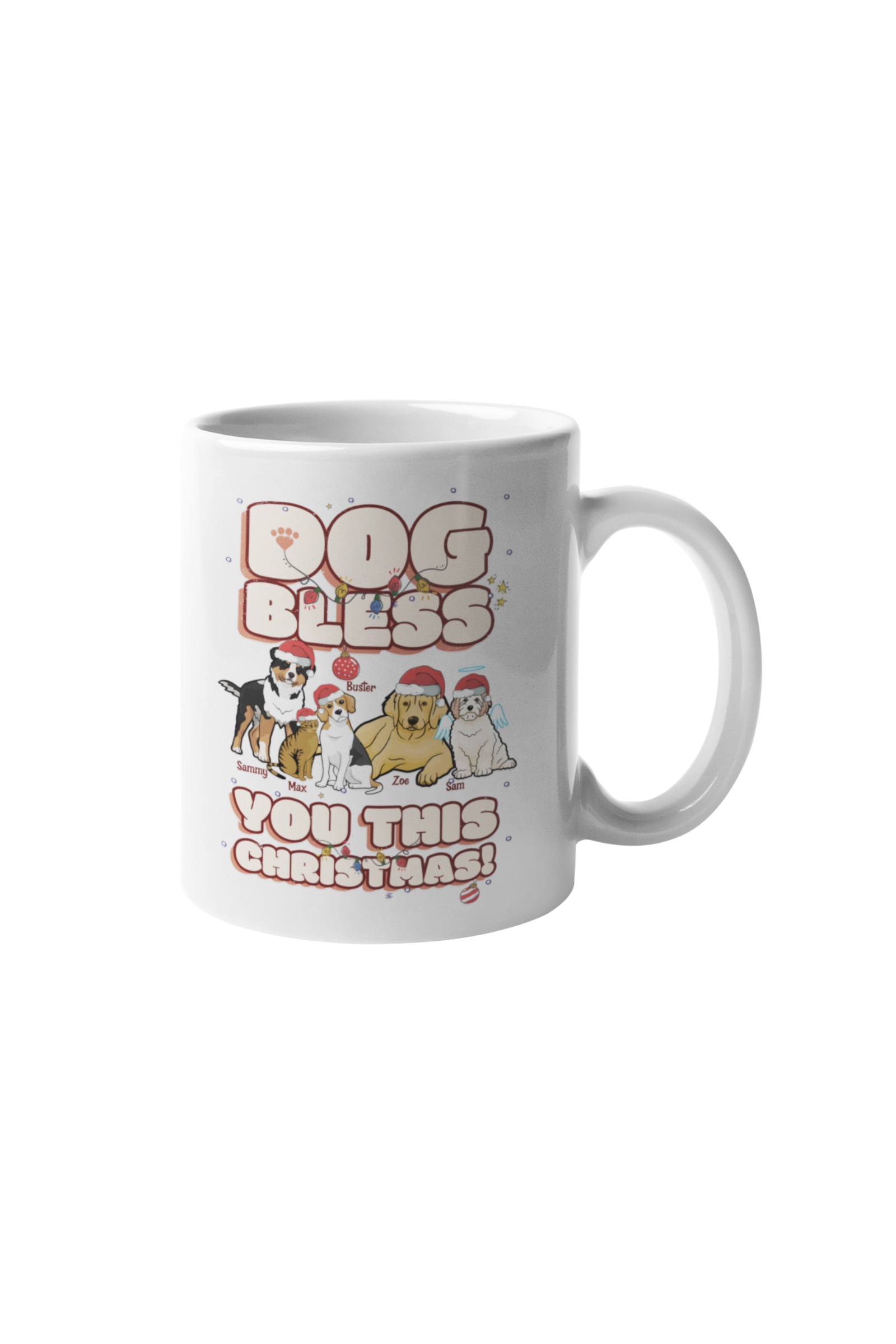 Dogs Bless You This Christmas Themed Coffee Mug for Pet Lovers