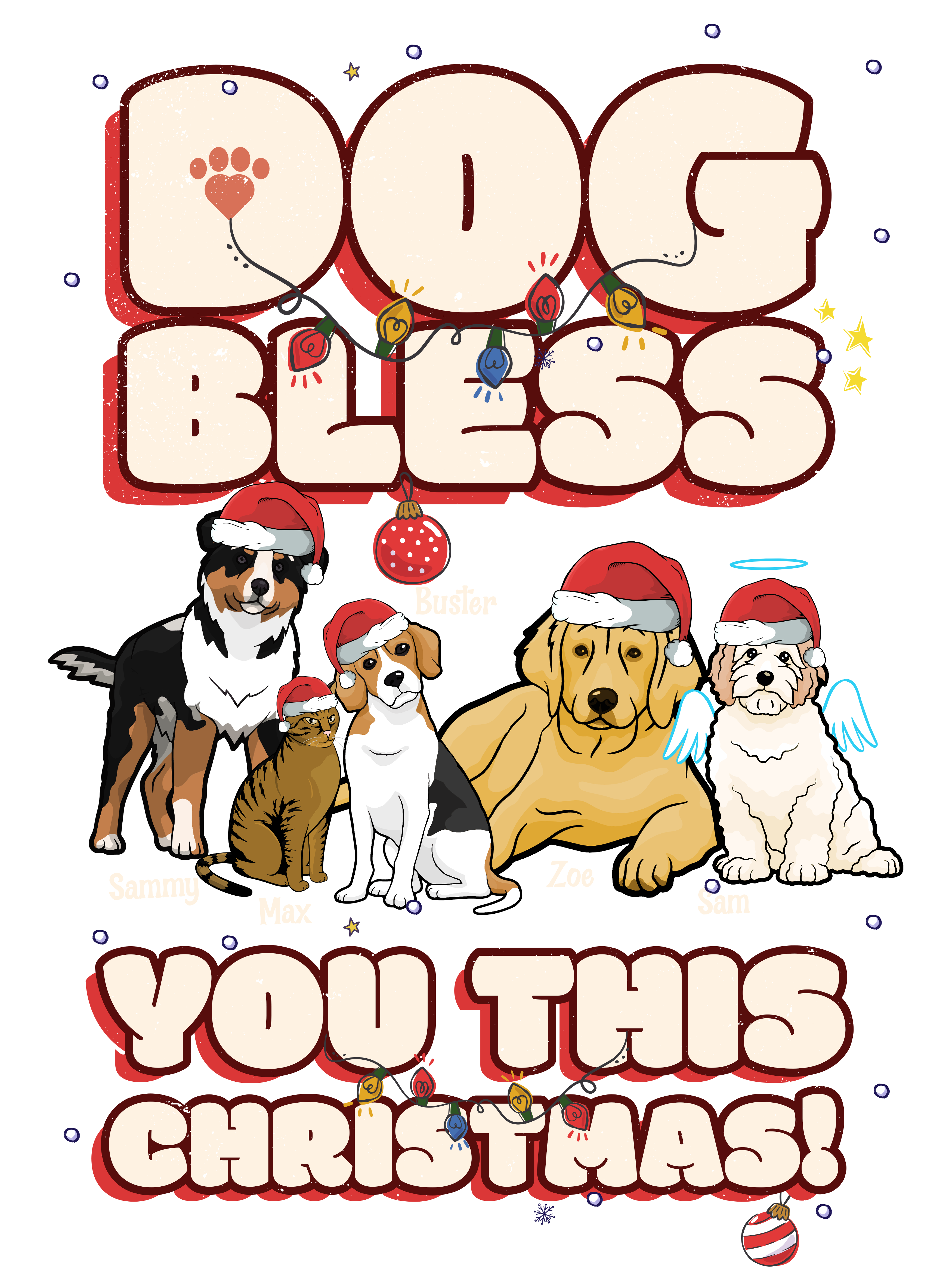 Dog Bless You This Christmas Customized Hoodie for Pet Lovers