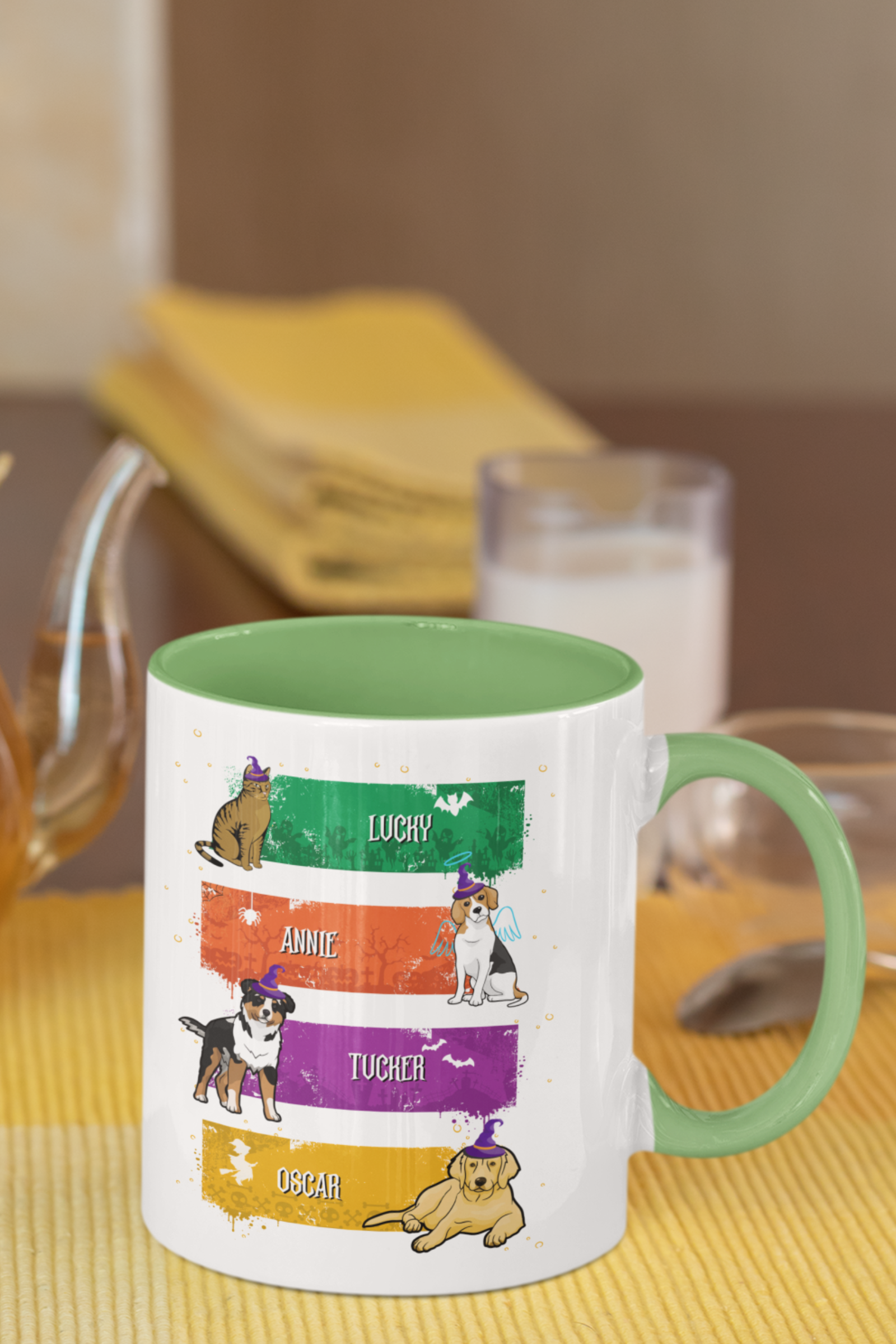 Halloween Accent Mug with Customized Pet Names for Pet Lovers