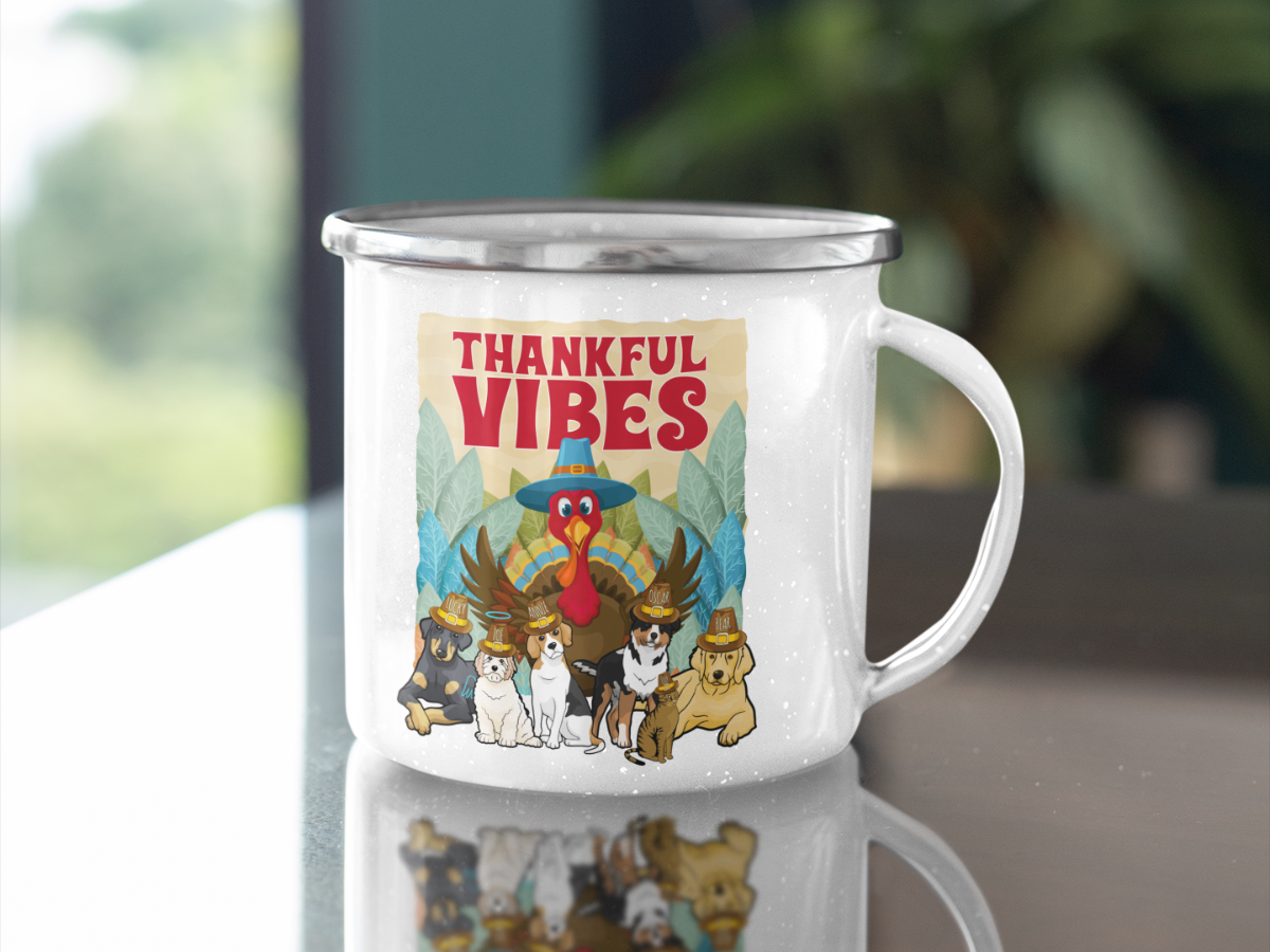 Thankful Vibes Halloween Customized Enamel Mug for Pet Lovers