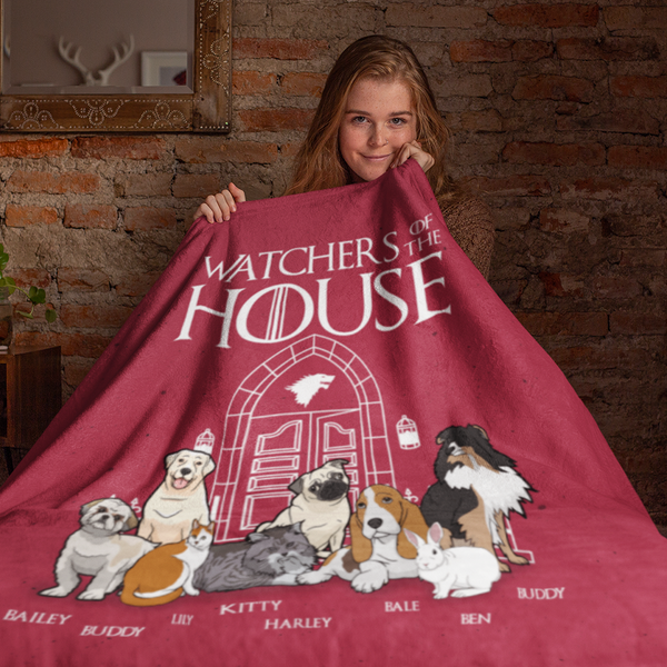 "Watcher Of The House" Themed Personalized Throw Blanket (Premium Sherpa)