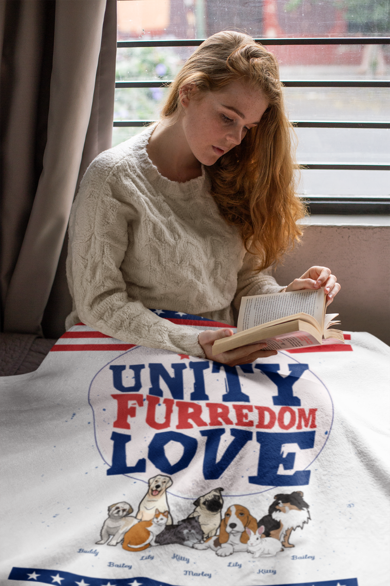 Unity, Freedom, Love Blanket with Woofing Buds (Premium Sherpa)