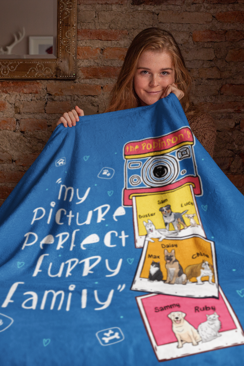 My Picture Perfect Family Themed Personalized Throw Blanket (Premium Sherpa)