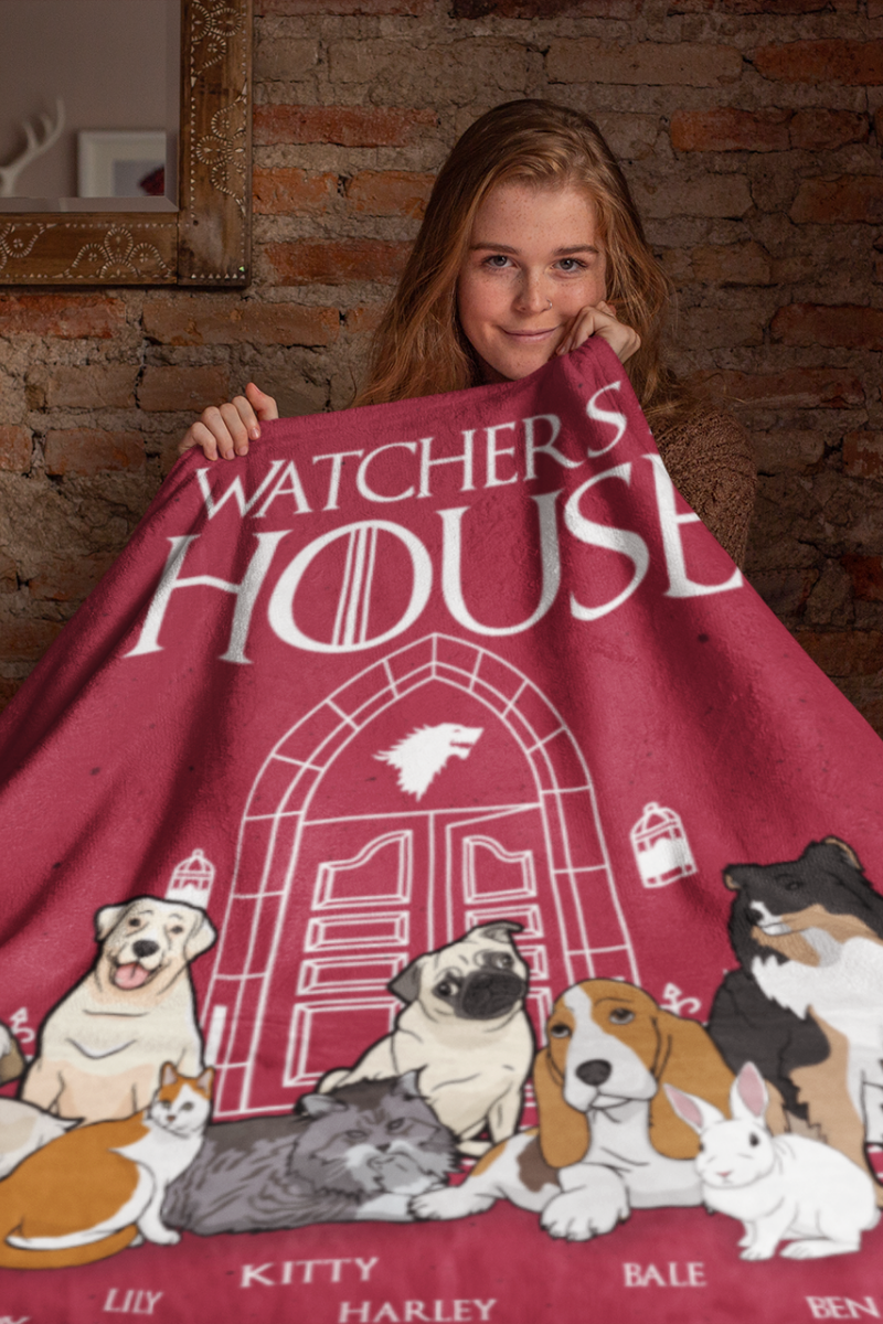 "Watcher Of The House" Themed Personalized Throw Blanket (Premium Sherpa)