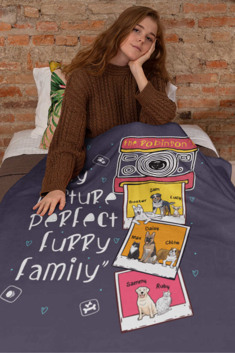 My Picture Perfect Family Themed Personalized Throw Blanket (Premium Sherpa)