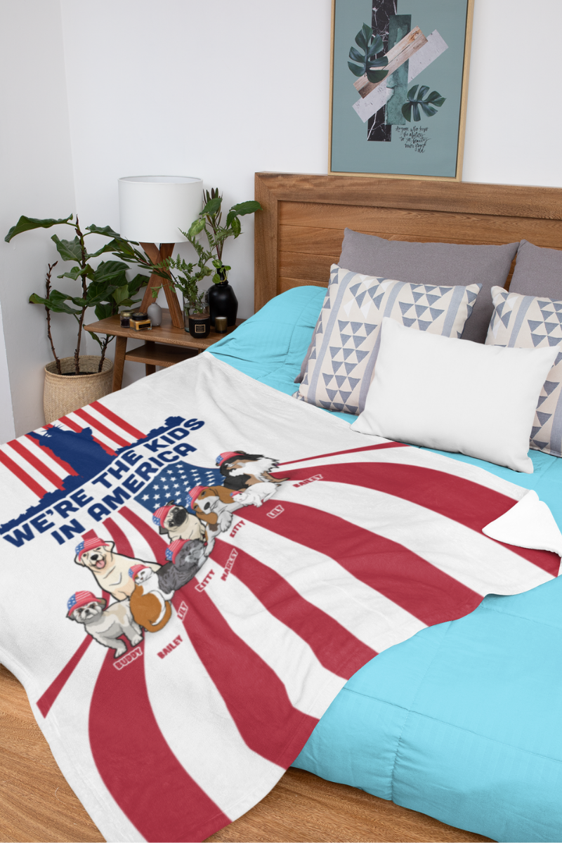 We���������������������������re The Kids In America Throw Blanket for Paw Parents (Premium Sherpa)