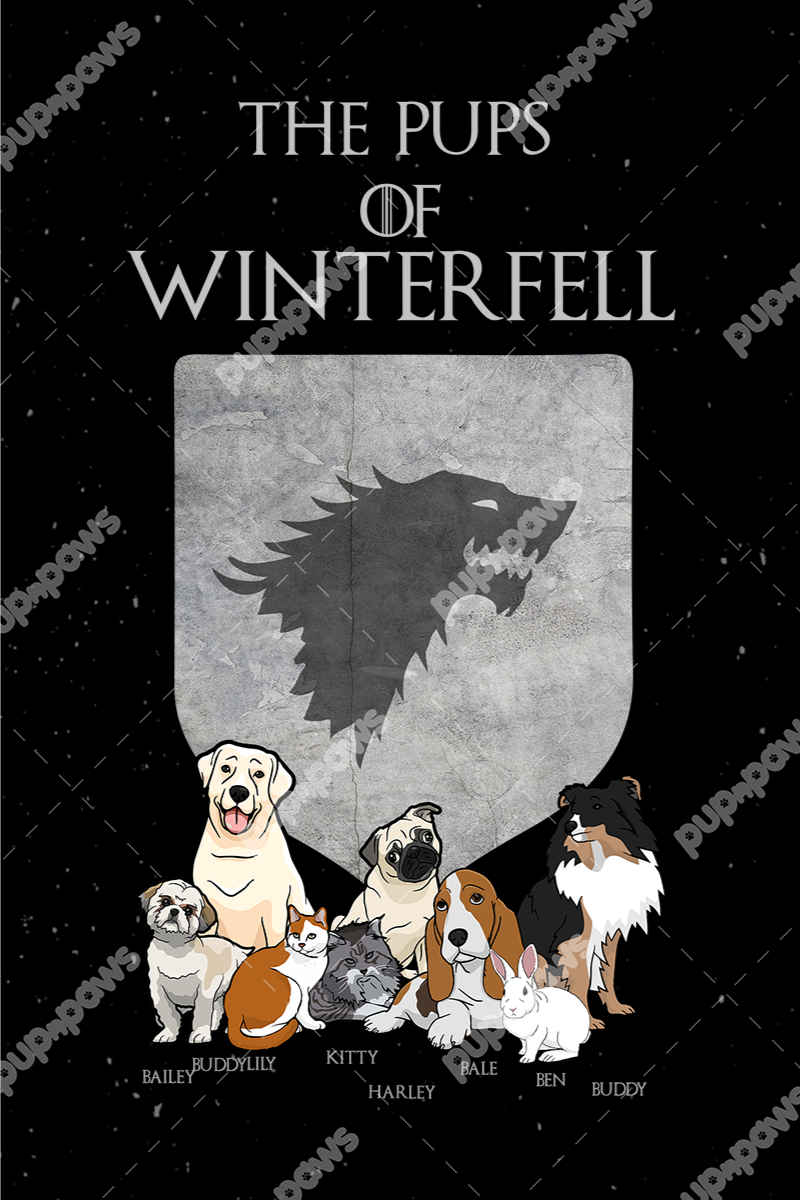 "The Pups Of Winter Fell" Personalized Digital Wallpaper