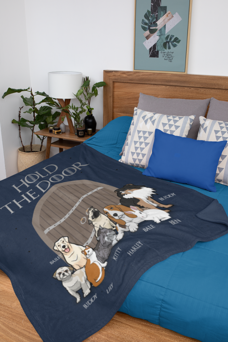 "Hold The Door" Themed Personalized Throw Blanket (Premium Sherpa)