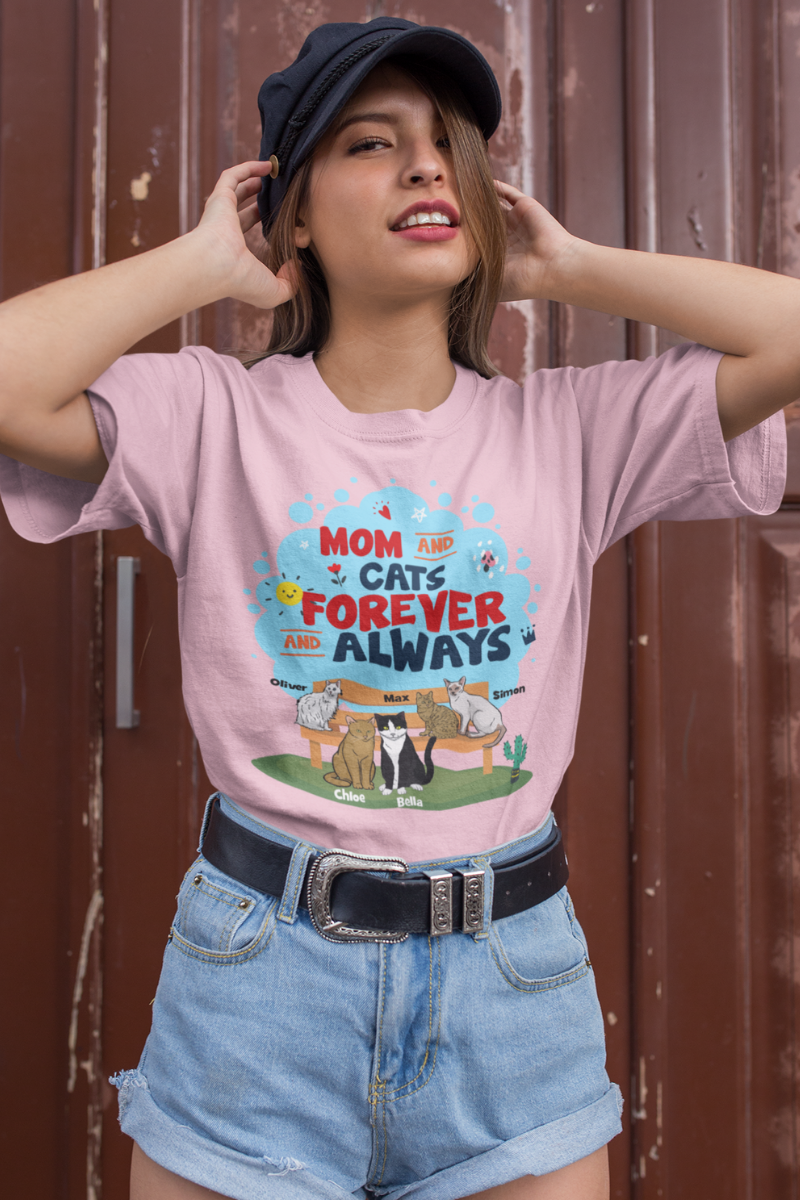 Mom And Cat Forever Always Tee For Cat Lovers