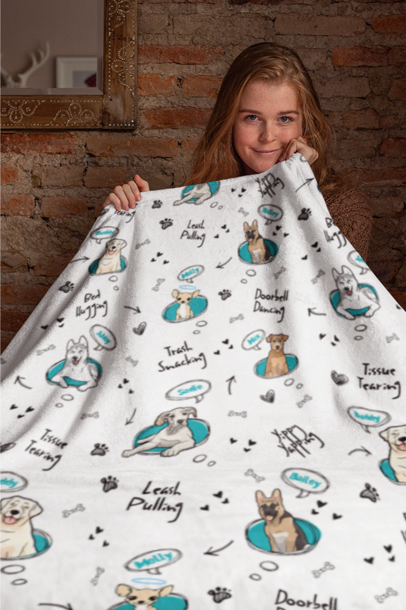 "Naughty Memories Of Your Dogs" Throw Blanket (Premium Sherpa)