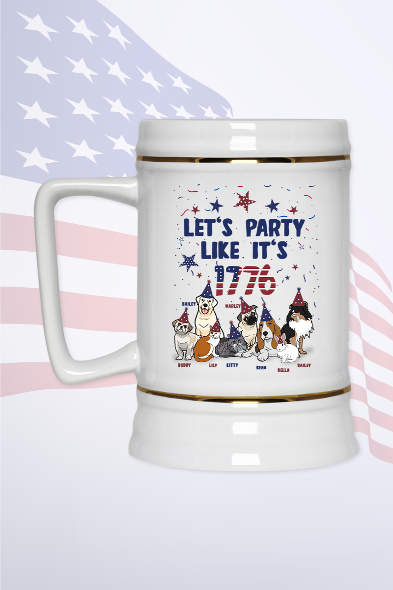Let���������s Party Like It���������s 1776 Beer Mug For Paw Parents