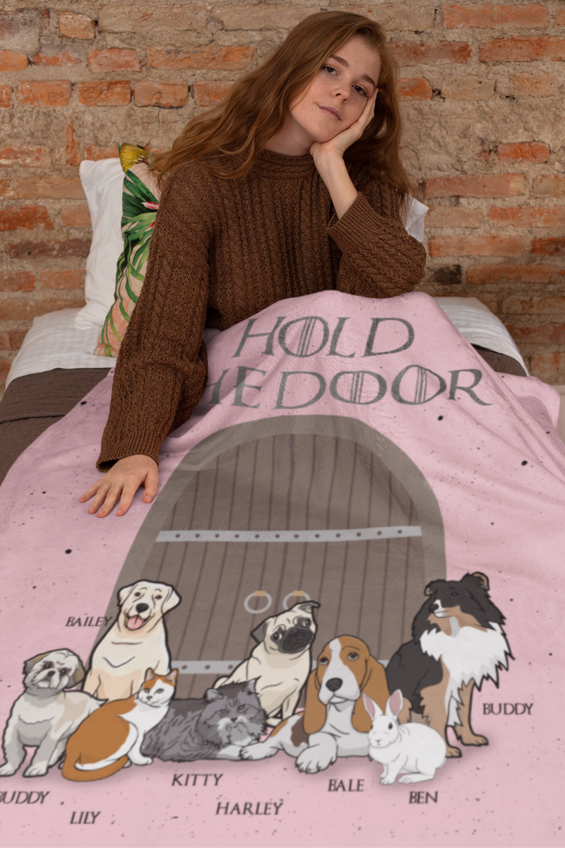 "Hold The Door" Themed Personalized Throw Blanket (Premium Sherpa)