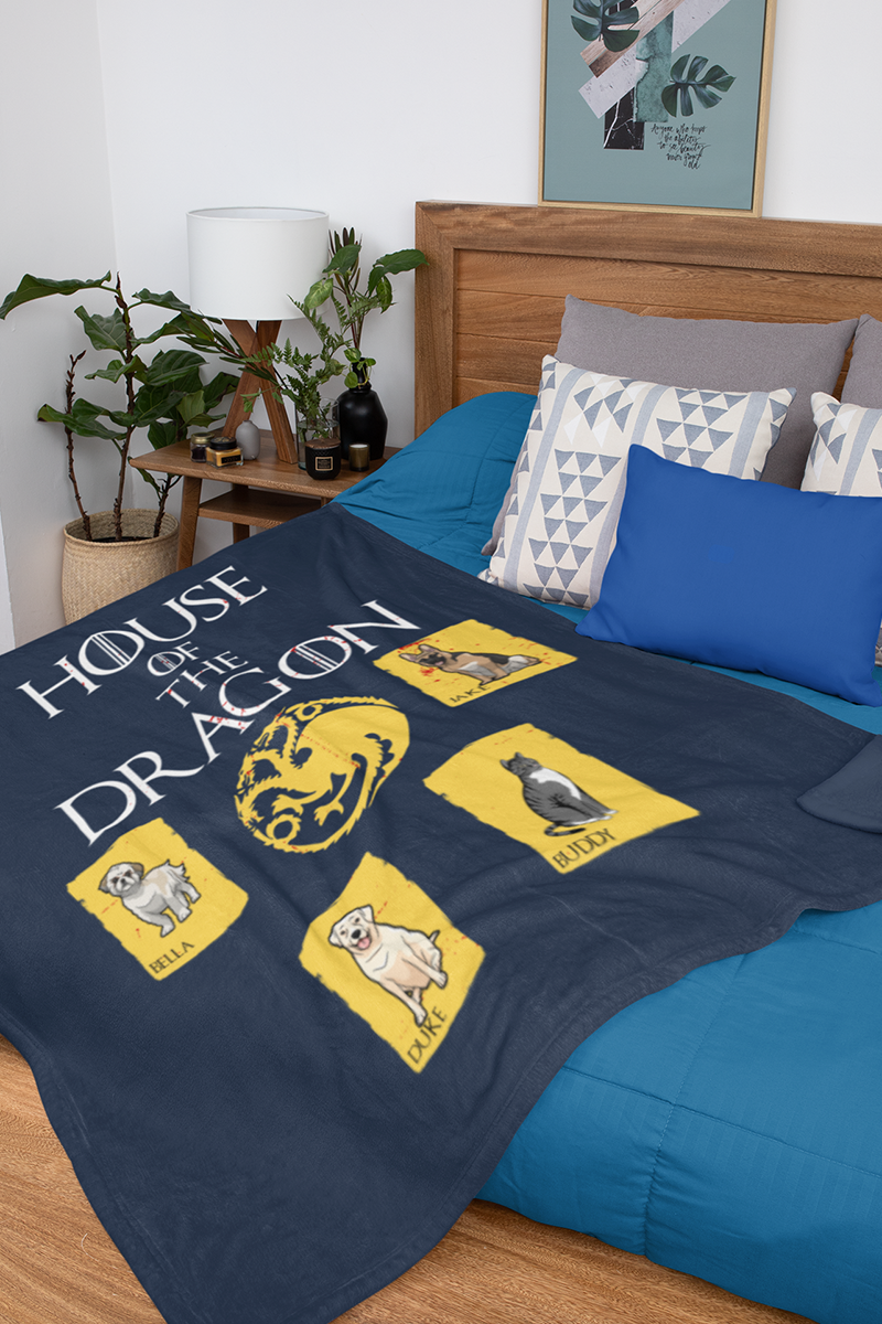 "House Of Dragon" Themed Personalized Throw Blanket (Premium Sherpa)