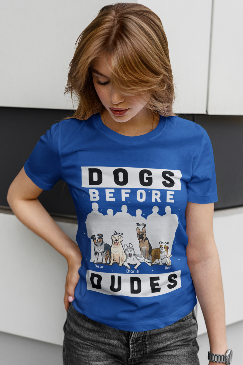 Dogs Before Dudes Personalized Dog Mom Tee