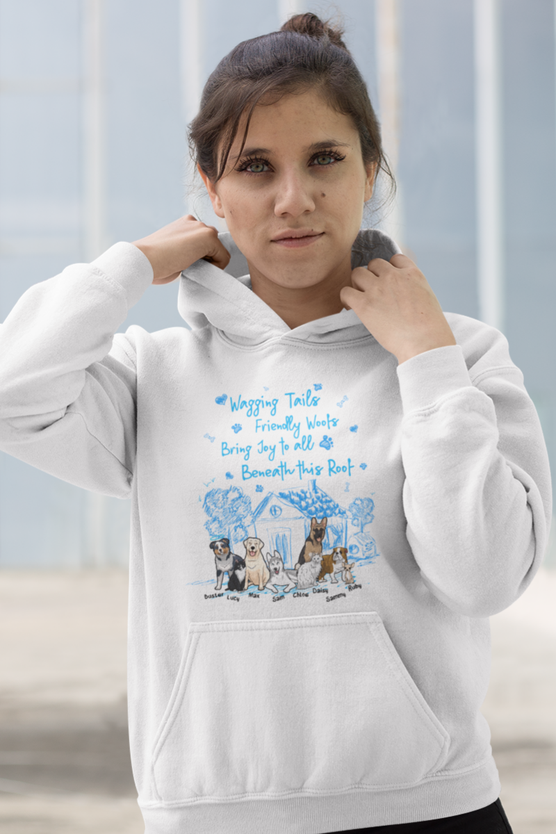 Wagging Tails .. Friendly Woofs.. Customized Hoodie For Dog Lovers