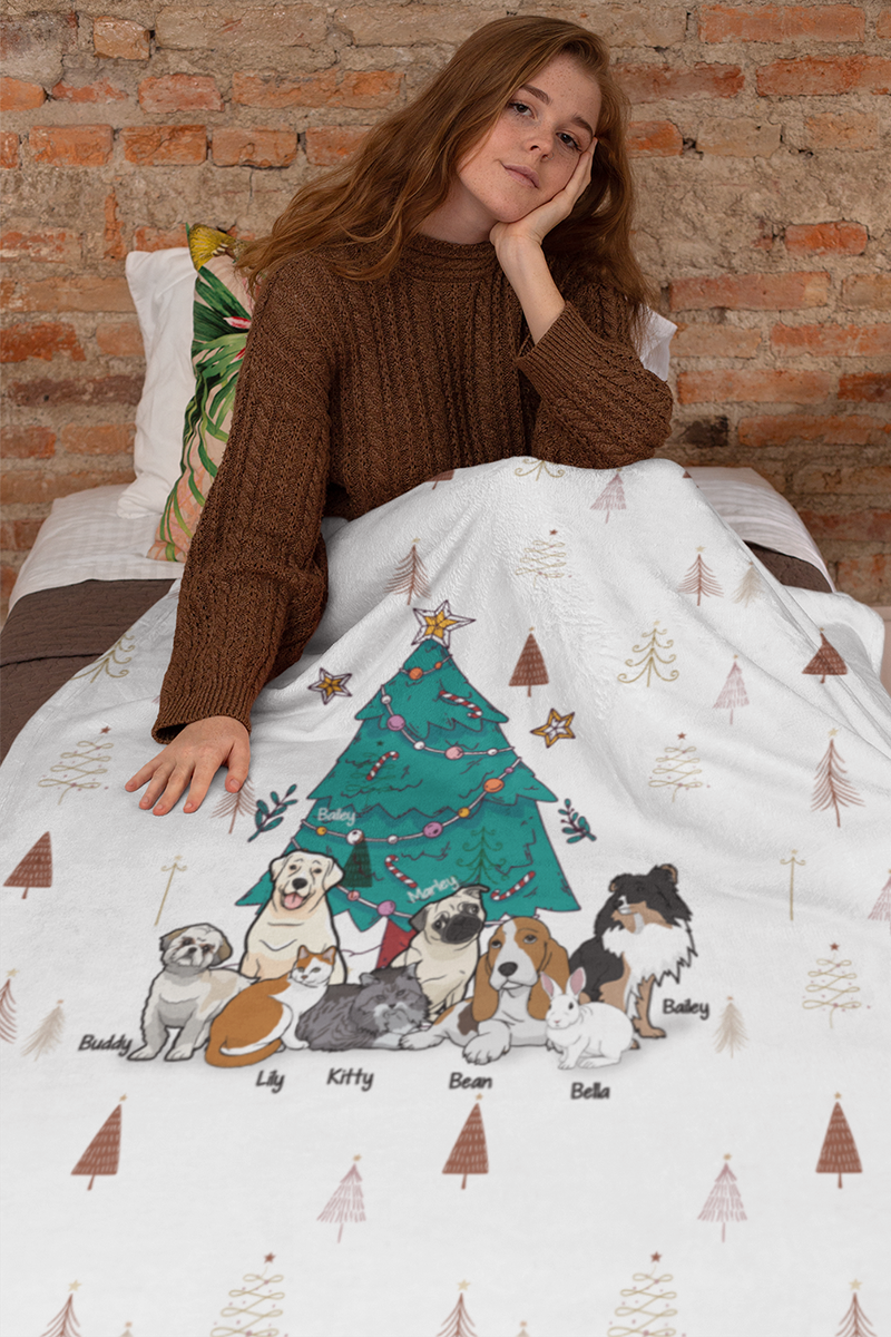 Christmas Tree All Over Print Throw Blanket (Premium Sherpa)
