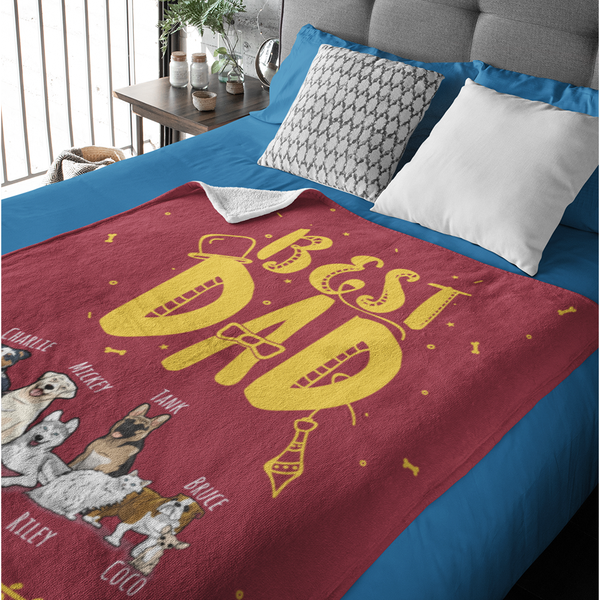 "Best Dad" Themed Personalized Throw Blanket (Premium Sherpa)