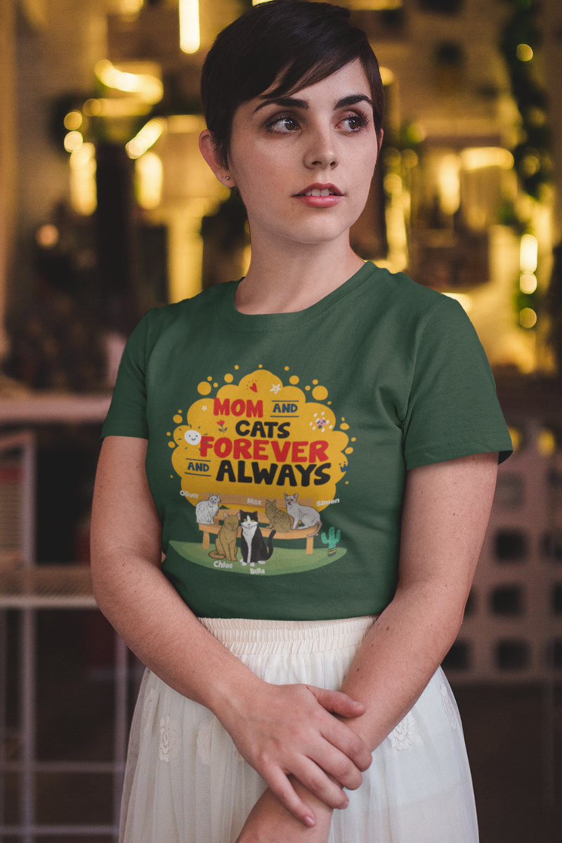 Mom And Cat Forever Always Tee For Cat Lovers