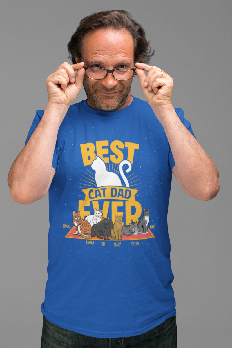 Personalized Best Cat Dad Ever Tee