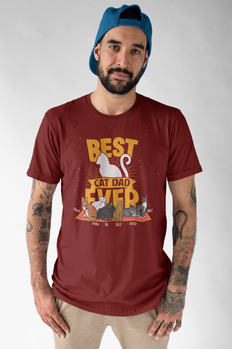 Personalized Best Cat Dad Ever Tee