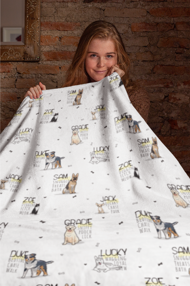 Custom-Made Dog Qualities Throw Blanket (Premium Sherpa)
