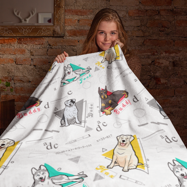 Furry Babies Geometrical Themed Throw Blanket (Premium Sherpa)