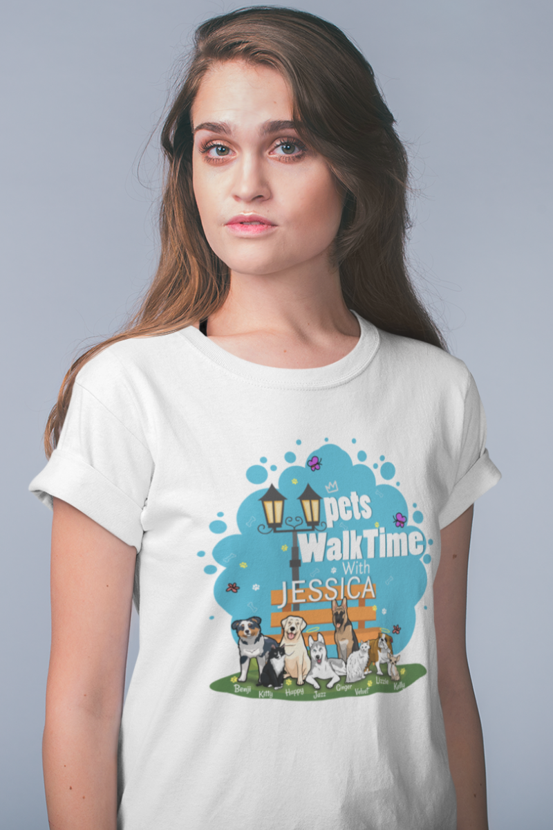 Pets Walk Time Personalized Tee For Dog Lovers