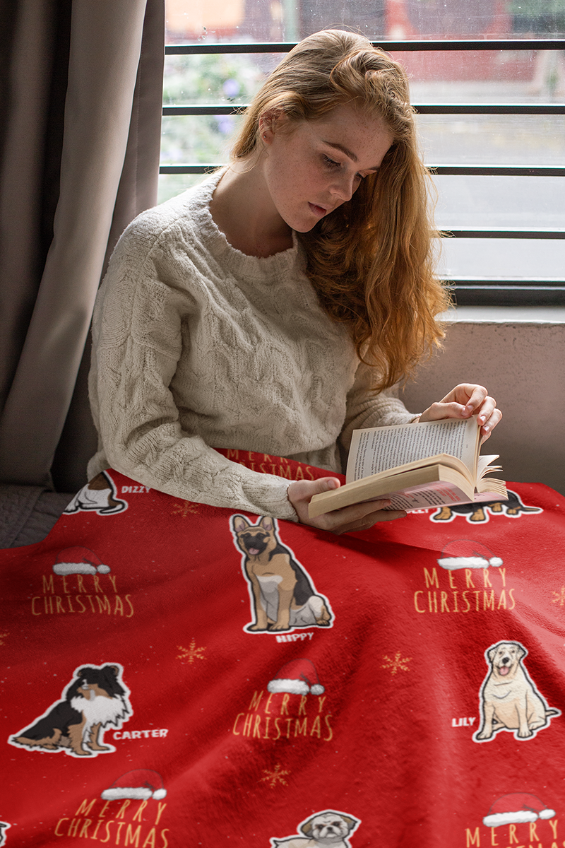 Merry Christmas All Over Print Throw Blanket (Premium Sherpa)