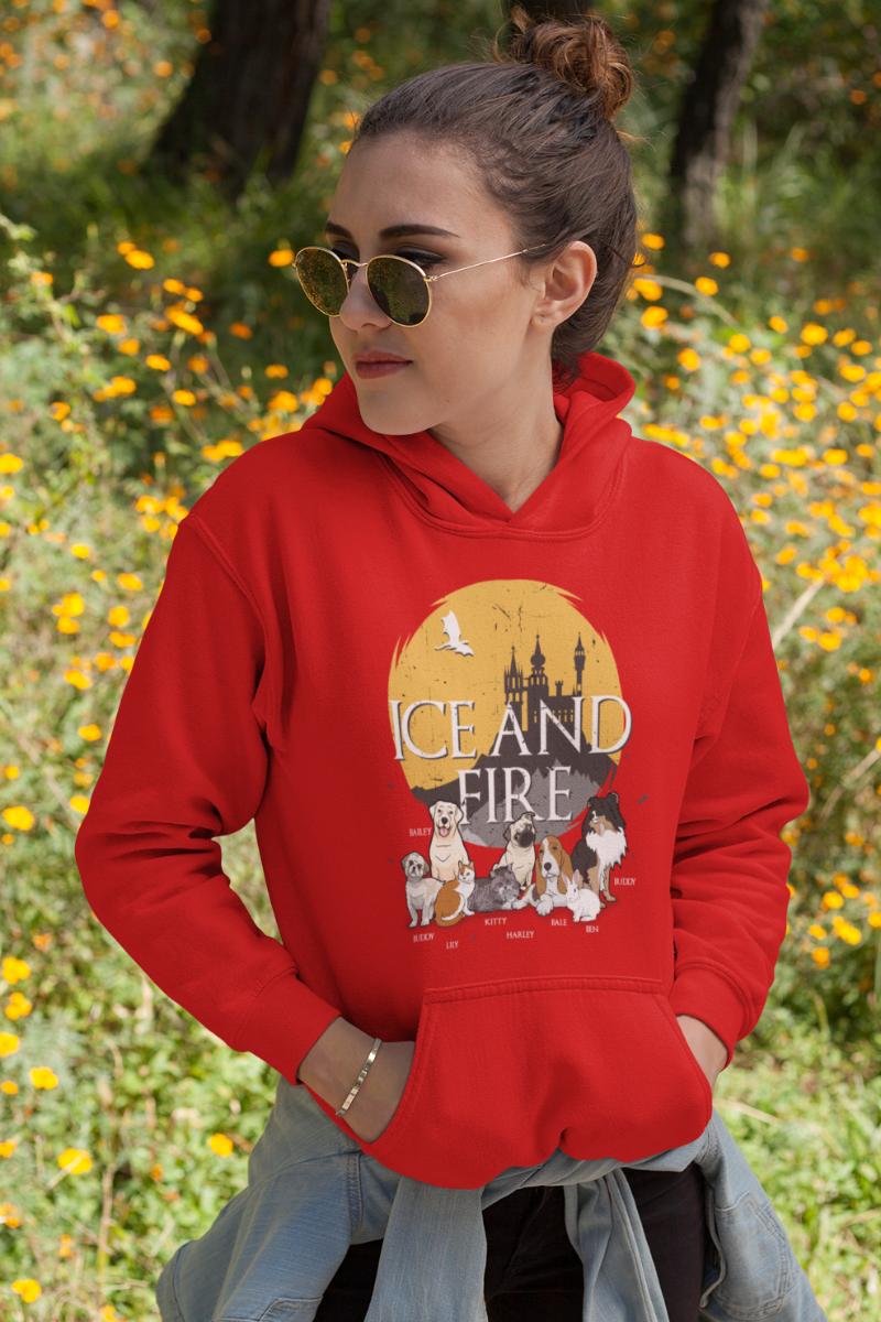 Fire & Ice Themed Hoodie For Pet lovers