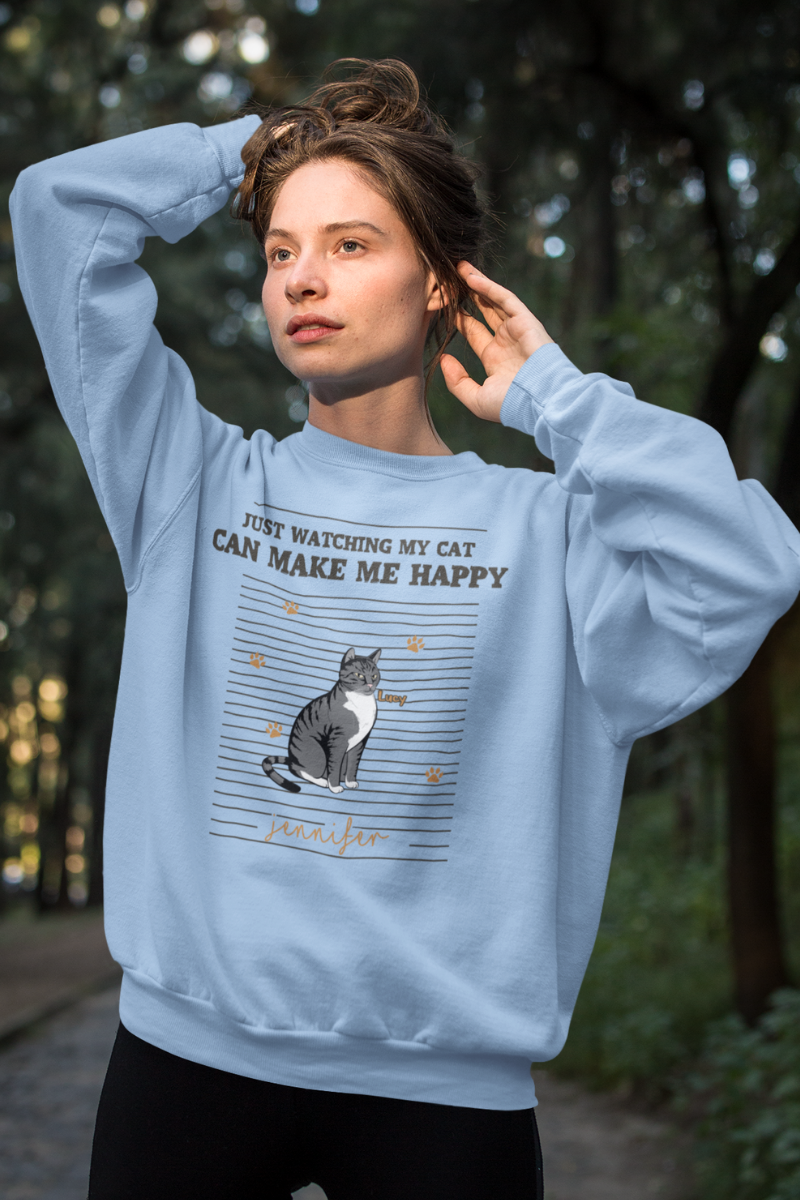 Just Watching My Cat.. Personalized Sweatshirt For CatLovers