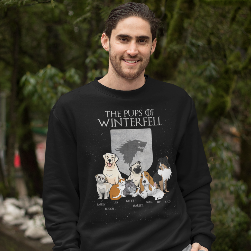 "The Pups Of Winter Fell" Personalized Sweatshirt For Pet lovers