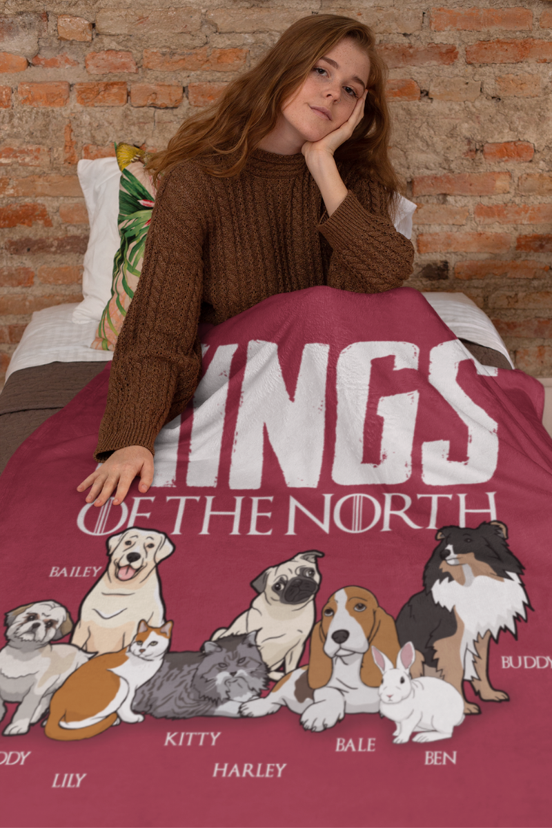 "Kings Of The North" Themed Personalized Throw Blanket (Premium Sherpa)