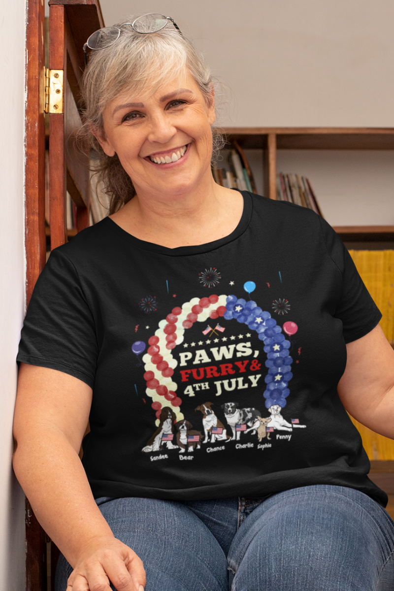 Paws, Furry & 4th July Personalized Tee For Dog Lovers