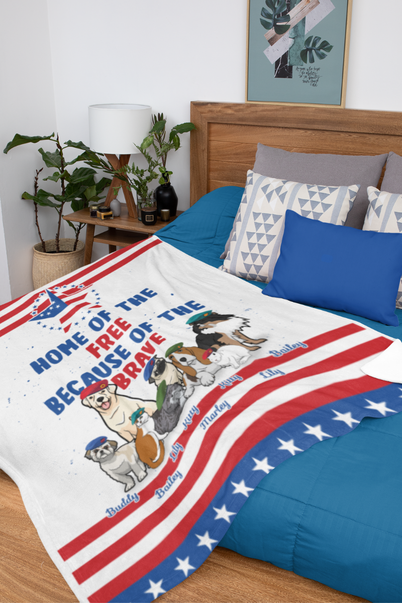 Home Of The Free Blanket with Wagging Tails (Premium Sherpa)