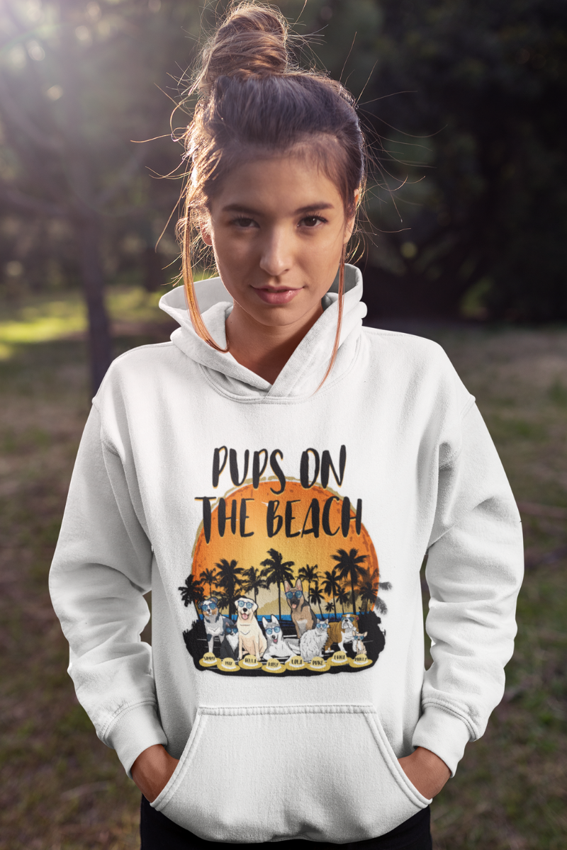 Pups On The Beach Customized Hoodies For Dog Lover