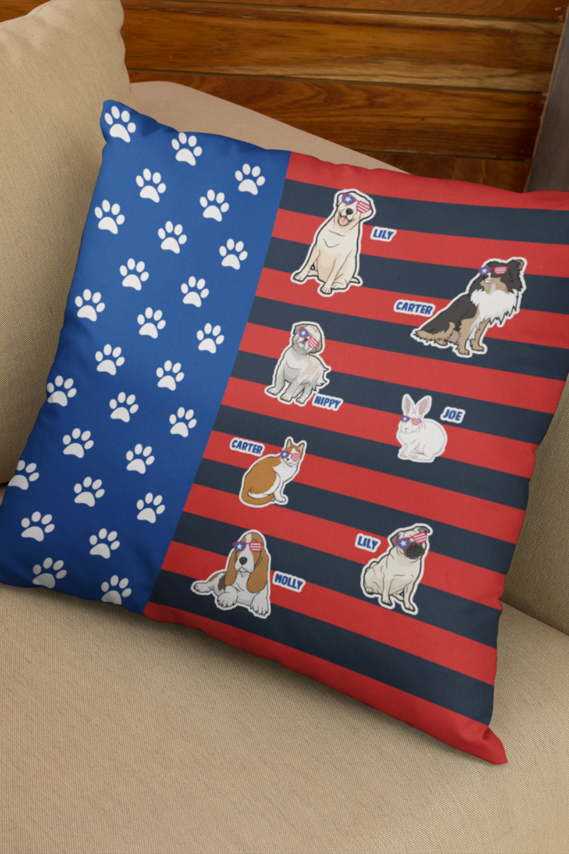 Paw Flag Pillow Cover With Insert For Paw Lovers